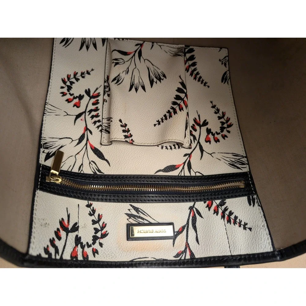 Tory Burch Kerrington Floral Print Tote Bag‎ Large Shoulder Bag Coated Canvas